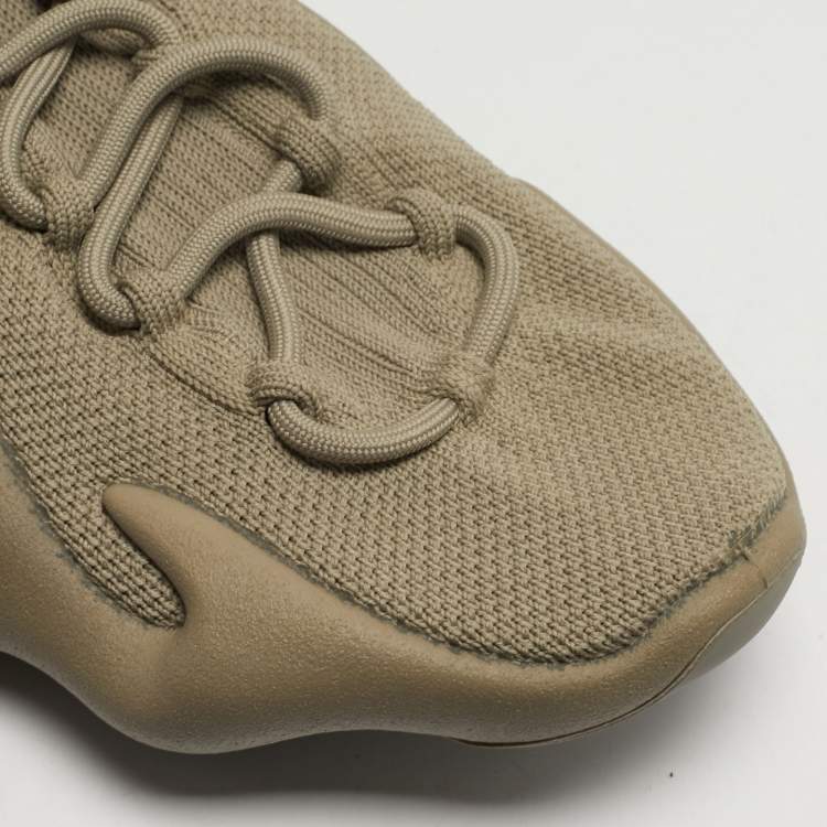 Pre Owned Yeezy x Adidas 450 Stone Flax Size 46 Grey Knit Fabric Low Top Sneakers