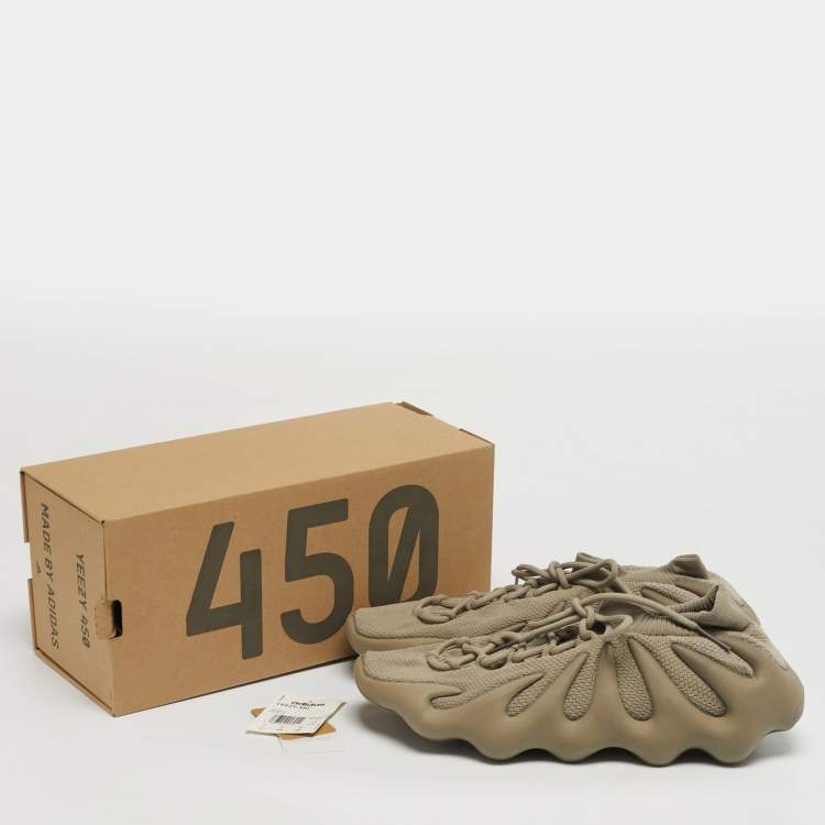 Pre Owned Yeezy x Adidas 450 Stone Flax Size 46 Grey Knit Fabric Low Top Sneakers