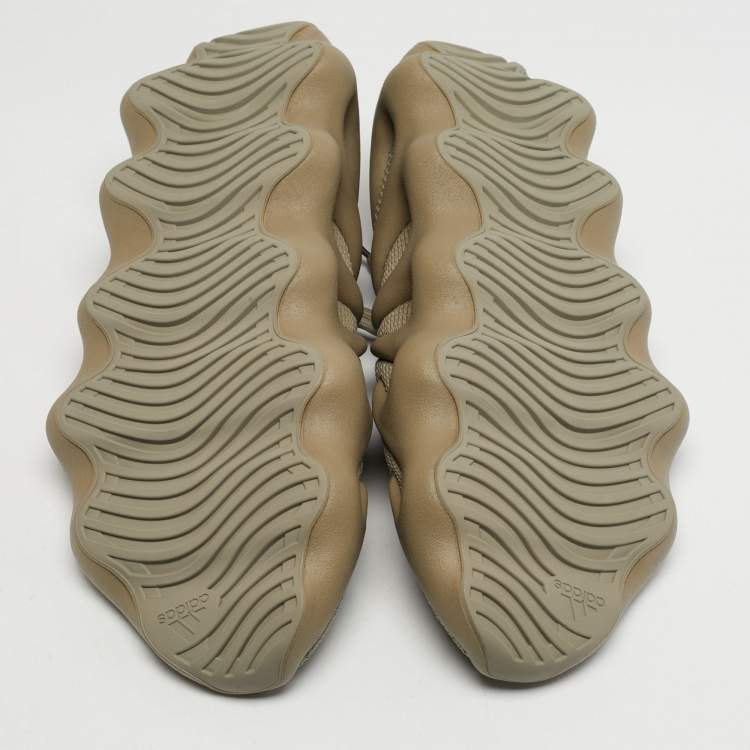 Pre Owned Yeezy x Adidas 450 Stone Flax Size 46 Grey Knit Fabric Low Top Sneakers