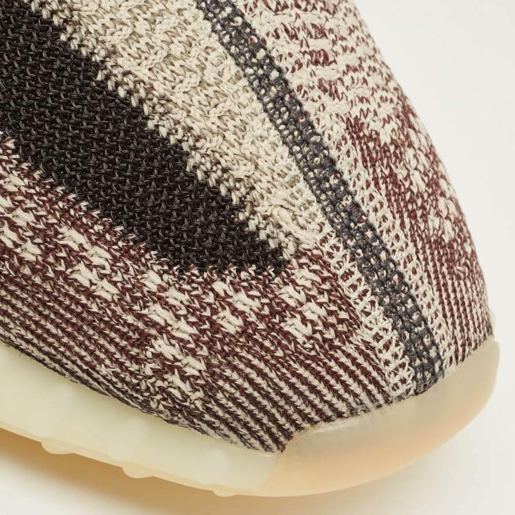 Pre Owned Yeezy x Adidas Boost 350 V2 Zyon Size 42.5 Beige/Brown Knit Fabric Low Top Sneakers