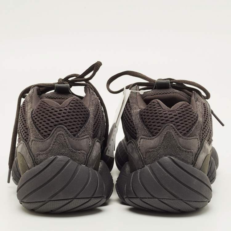 Pre Owned Yeezy x Adidas 500 Utility Black Size 42 2/3 Black Mesh and Suede Low Top Sneakers