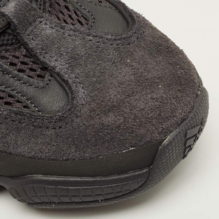Pre Owned Yeezy x Adidas 500 Utility Black Size 42 2/3 Black Mesh and Suede Low Top Sneakers