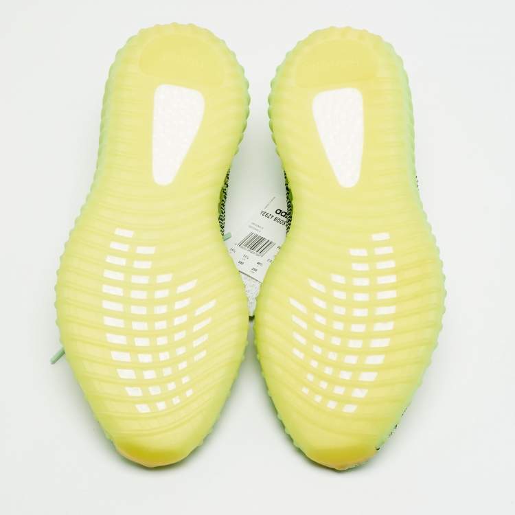 Pre Owned Yeezy x Adidas Boost 350 V2 Yeezreel (Non Reflective) Size 46 2/3 Neon Green Knit Fabric Sneakers