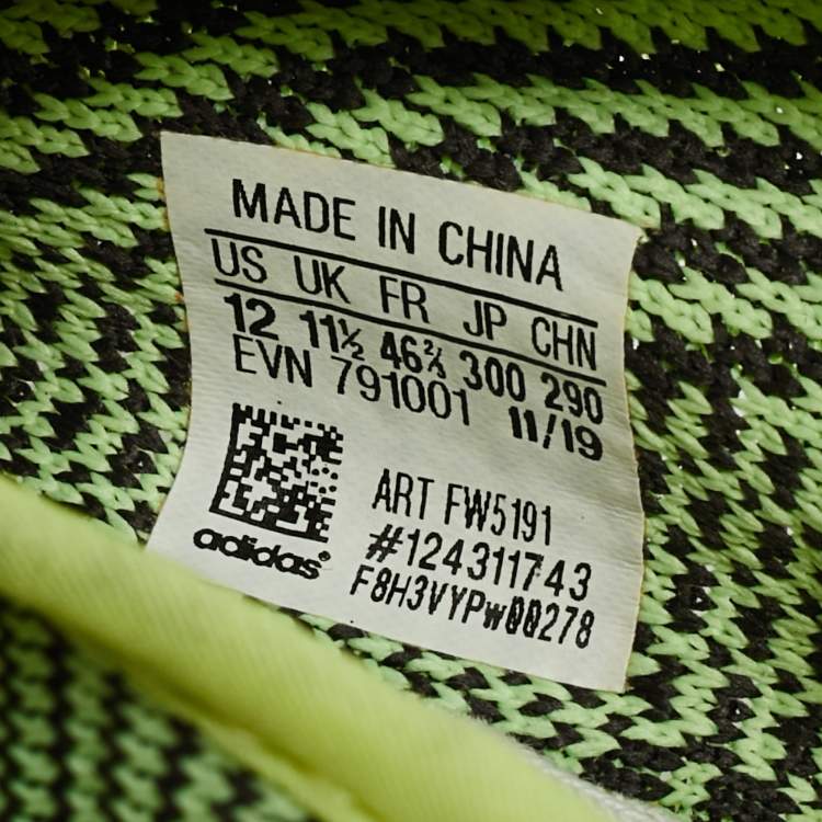 Pre Owned Yeezy x Adidas Boost 350 V2 Yeezreel (Non Reflective) Size 46 2/3 Neon Green Knit Fabric Sneakers