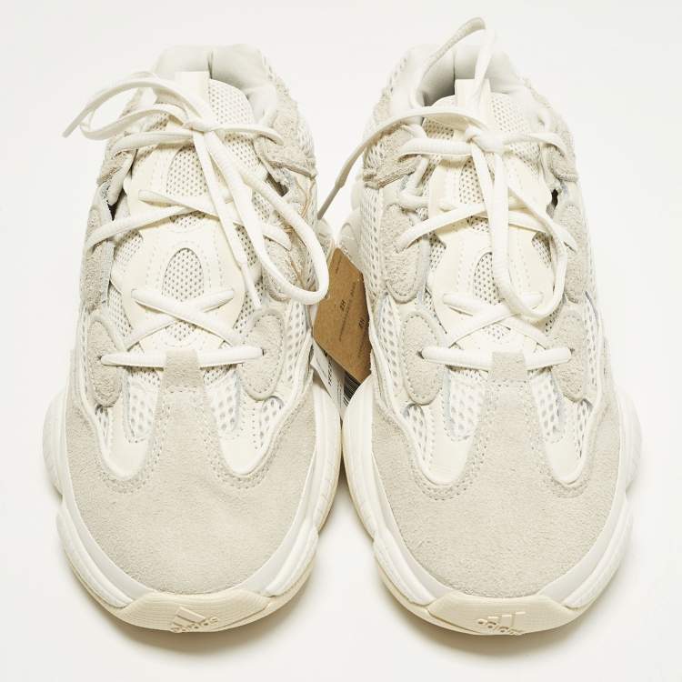 مملوكة مسبقًا Yeezy x Adidas 500 Bone White Size 40 2/3 White Mesh and Suede Low Top Sneakers