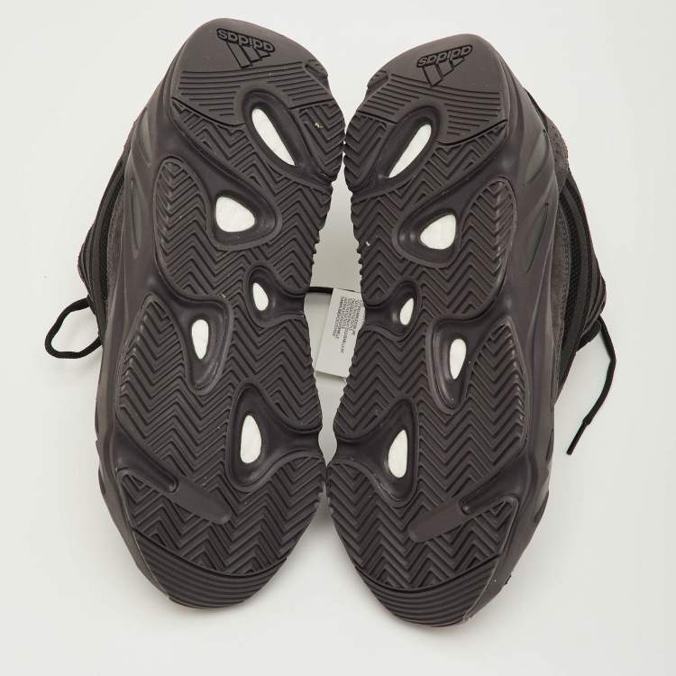 Pre Owned Yeezy x Adidas Boost 700 V2 Size 42 Black Canvas and Suede Low Top Sneakers