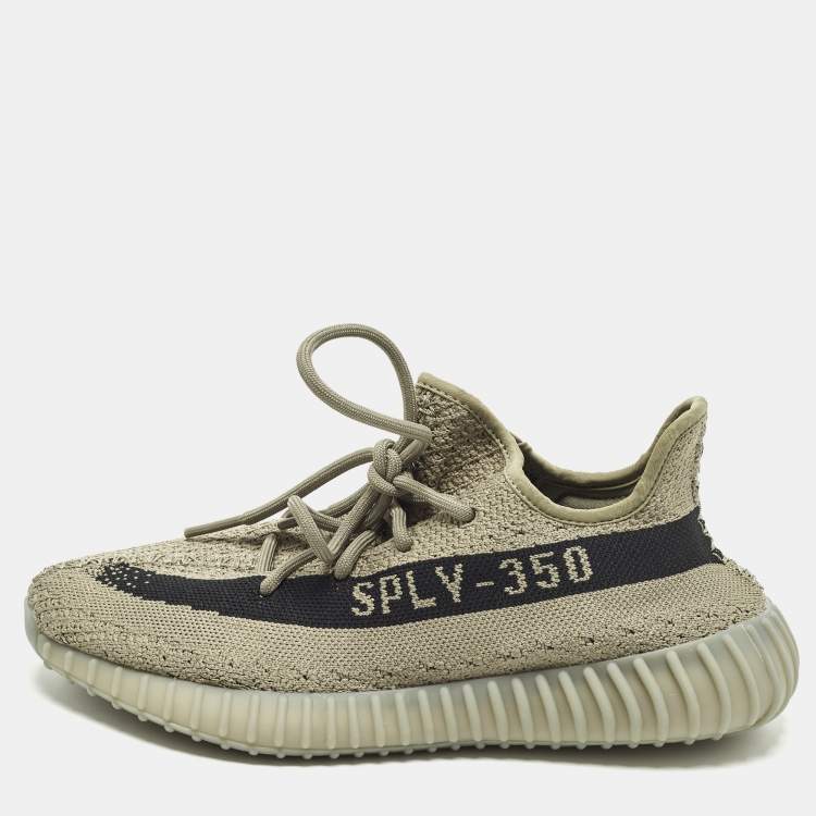 Pre Owned Yeezy x Adidas Boost 350 V2 Granite Size 41 1/3 Grey Knit Fabric Low Top Sneakers