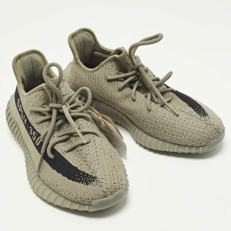 Pre Owned Yeezy x Adidas Boost 350 V2 Granite Size 41 1/3 Grey Knit Fabric Low Top Sneakers