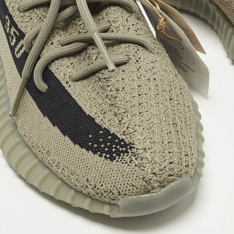 Pre Owned Yeezy x Adidas Boost 350 V2 Granite Size 41 1/3 Grey Knit Fabric Low Top Sneakers