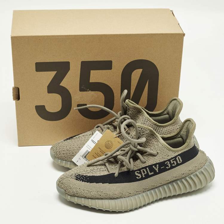 Pre Owned Yeezy x Adidas Boost 350 V2 Granite Size 41 1/3 Grey Knit Fabric Low Top Sneakers
