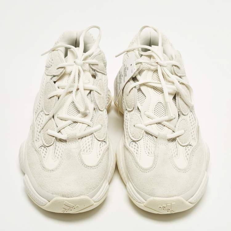 Pre Owned Yeezy x Adidas 500 Size 44 Cream Mesh and Suede Low Top Sneakers