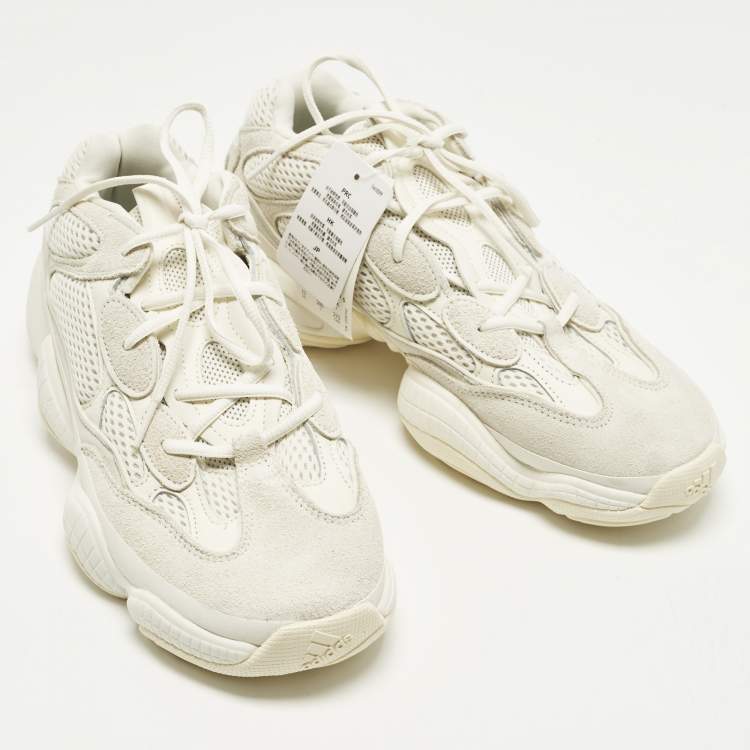 Pre Owned Yeezy x Adidas 500 Size 44 Cream Mesh and Suede Low Top Sneakers