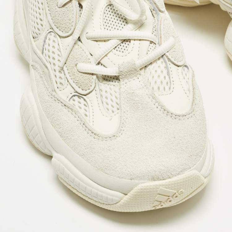Pre Owned Yeezy x Adidas 500 Size 44 Cream Mesh and Suede Low Top Sneakers