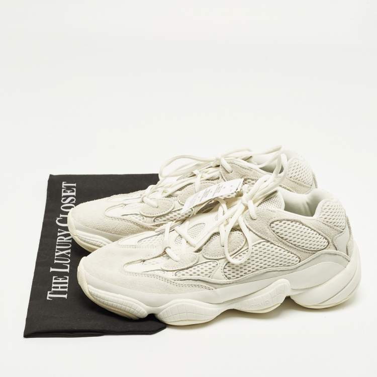 Pre Owned Yeezy x Adidas 500 Size 44 Cream Mesh and Suede Low Top Sneakers