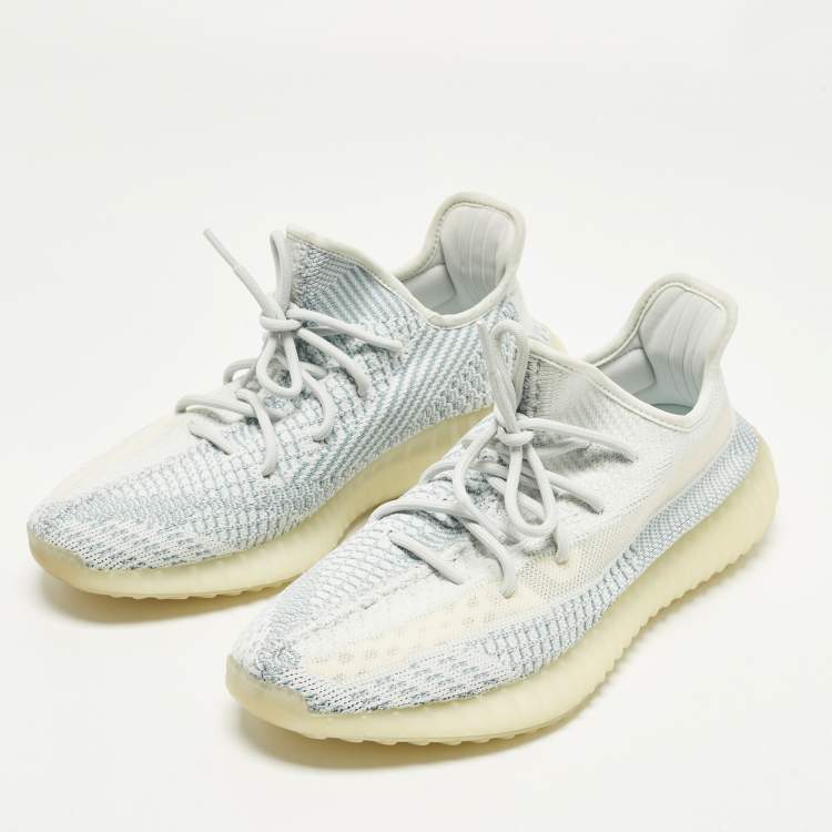 Pre Owned Yeezy x Adidas Boost 350 V2 Size 44 Blue Knit Fabric Low Top Sneakers
