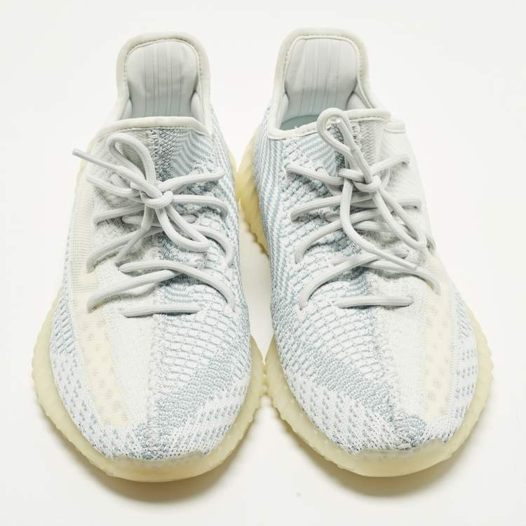 Pre Owned Yeezy x Adidas Boost 350 V2 Size 44 Blue Knit Fabric Low Top Sneakers