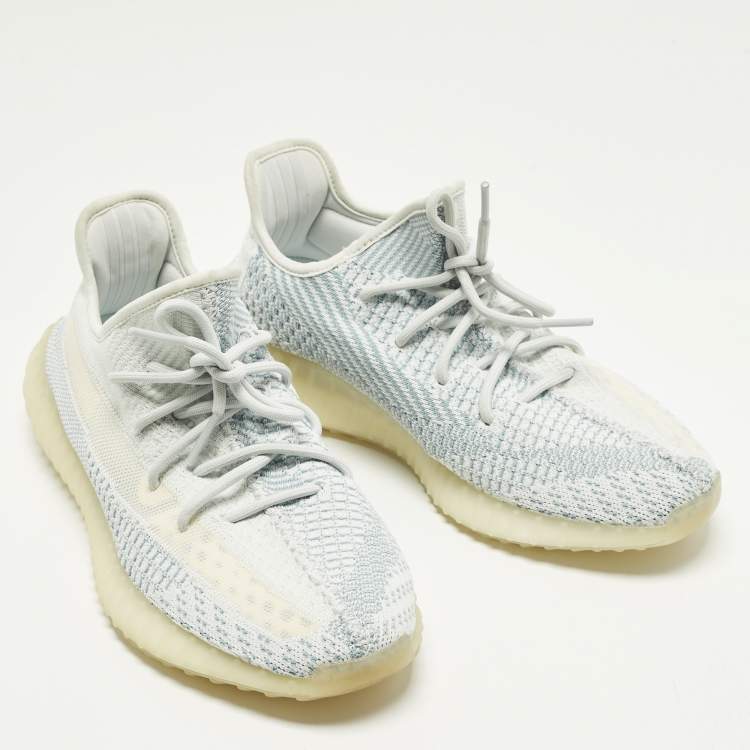 Pre Owned Yeezy x Adidas Boost 350 V2 Size 44 Blue Knit Fabric Low Top Sneakers