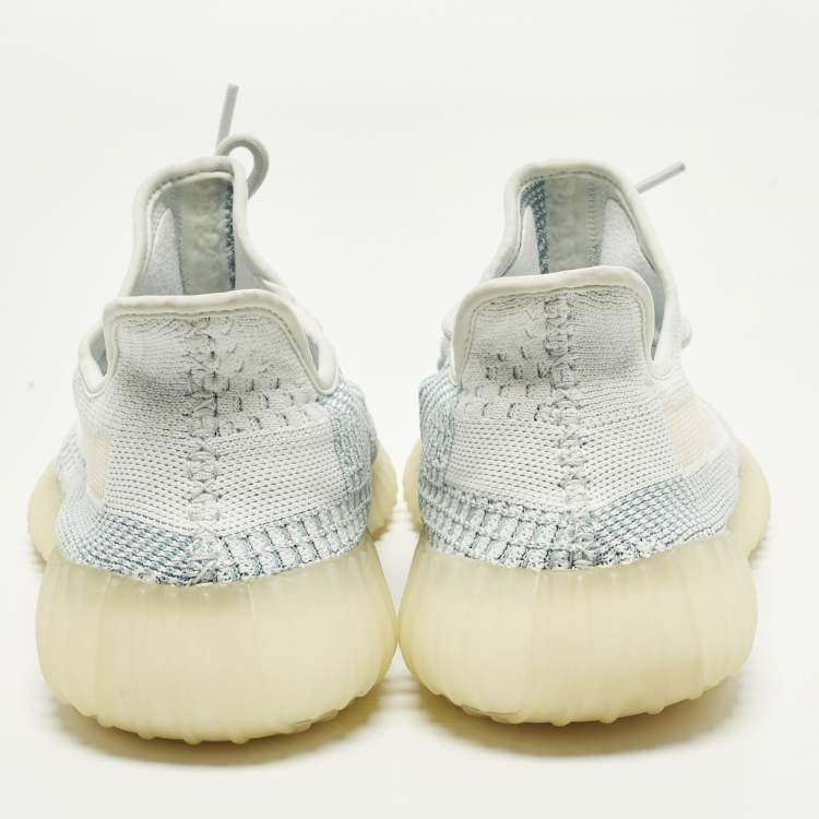 Pre Owned Yeezy x Adidas Boost 350 V2 Size 44 Blue Knit Fabric Low Top Sneakers