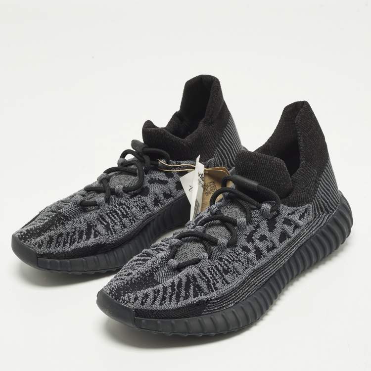Pre Owned Yeezy x Adidas Boost 350 V2 CMPCT Size 42 Black Knit Fabric Lace Up Sneakers