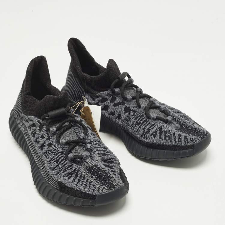 Pre Owned Yeezy x Adidas Boost 350 V2 CMPCT Size 42 Black Knit Fabric Lace Up Sneakers