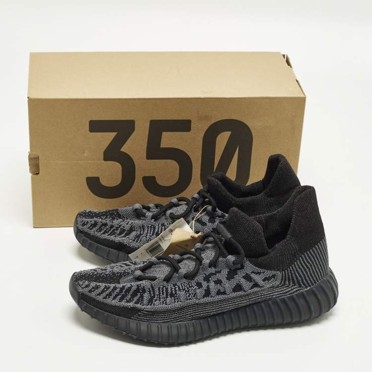 Pre Owned Yeezy x Adidas Boost 350 V2 CMPCT Size 42 Black Knit Fabric Lace Up Sneakers
