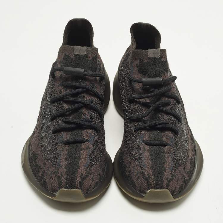 Pre Owned Yeezy x Adidas Boost 380 Onyx Size 40.5 Black/Brown Knit Fabric Low Top Sneakers