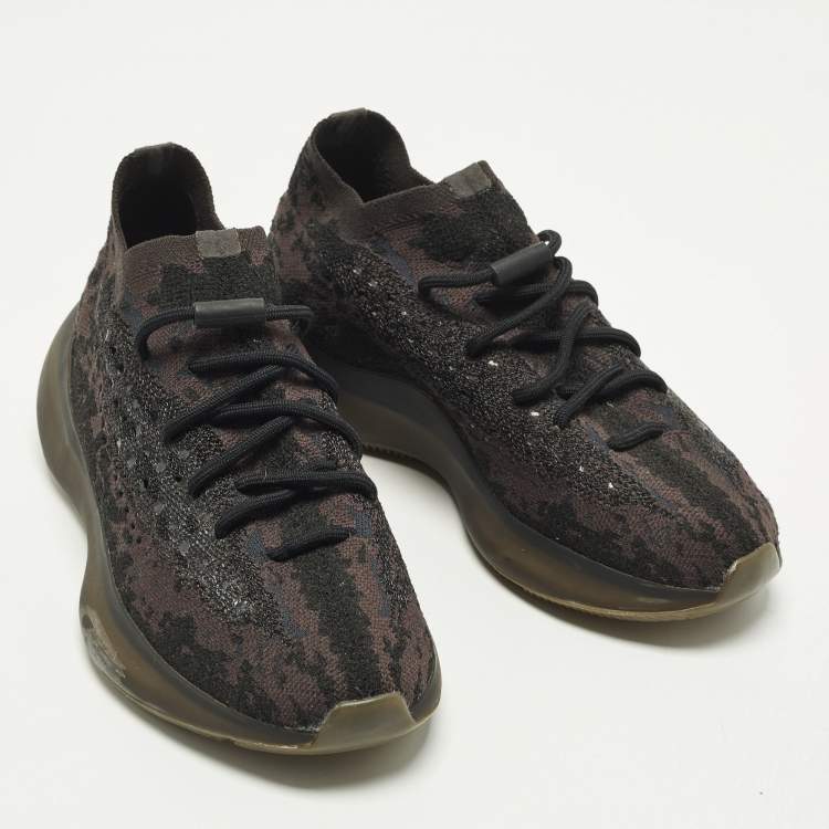 Pre Owned Yeezy x Adidas Boost 380 Onyx Size 40.5 Black/Brown Knit Fabric Low Top Sneakers