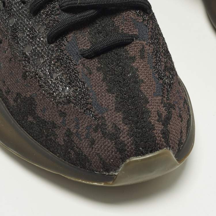 Pre Owned Yeezy x Adidas Boost 380 Onyx Size 40.5 Black/Brown Knit Fabric Low Top Sneakers