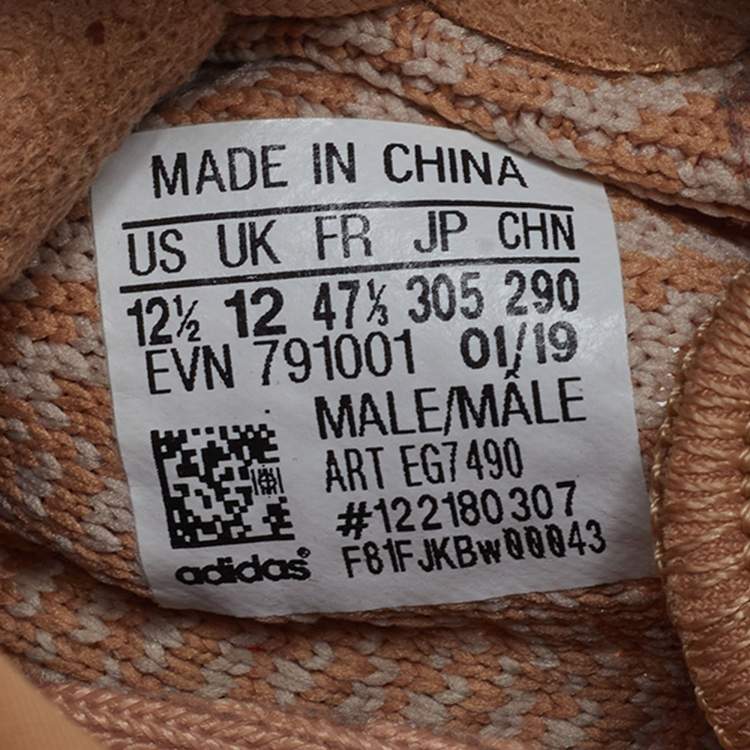 Pre Owned Yeezy x Adidas Boost 350 V2 Clay Size 47.5 Orange Knit Fabric Lace Up Sneakers