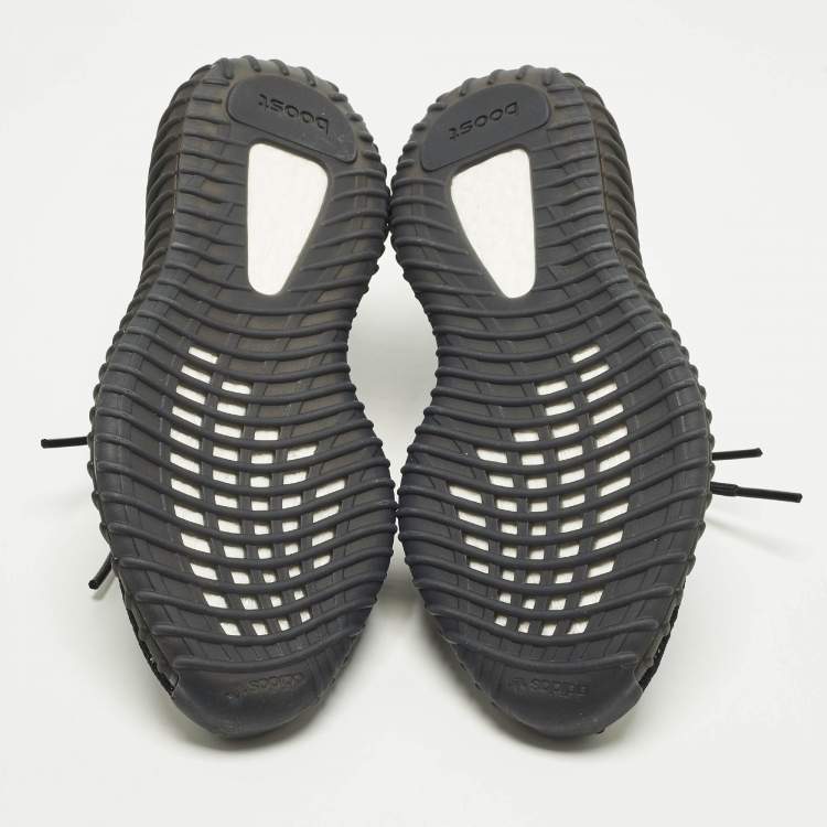 Pre Owned Yeezy x Adidas Boost 350 V2 Core Black White Size 40 Black Knit Fabric Low Top Sneakers