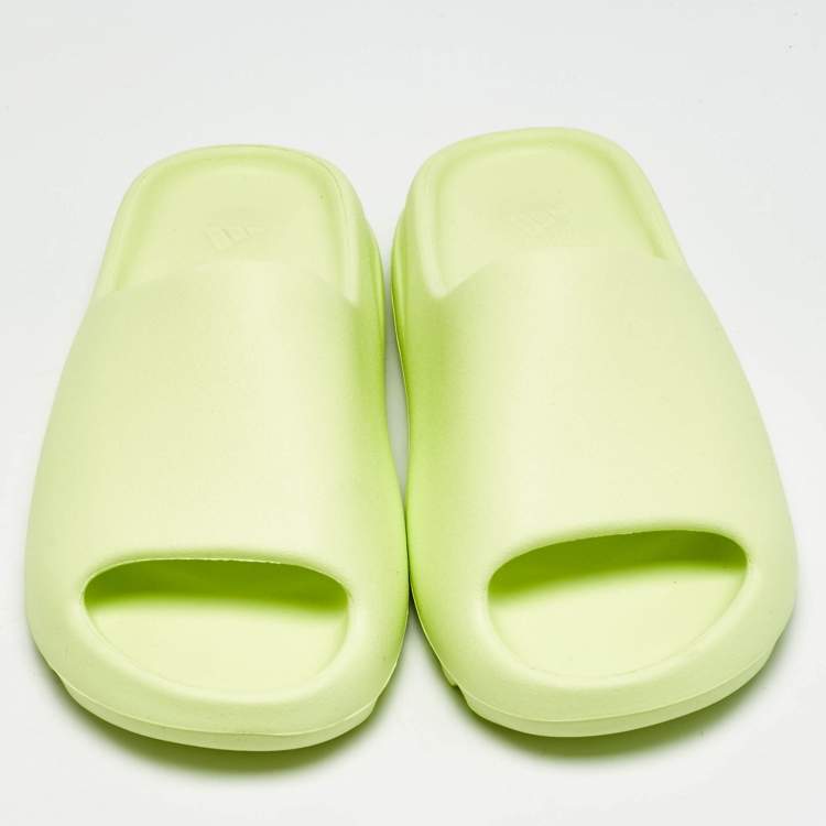 Pre Owned Yeezy x Adidas Slide Glow Green Size 39 Neon Green Rubber Sandals
