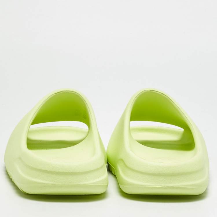 Pre Owned Yeezy x Adidas Slide Glow Green Size 39 Neon Green Rubber Sandals