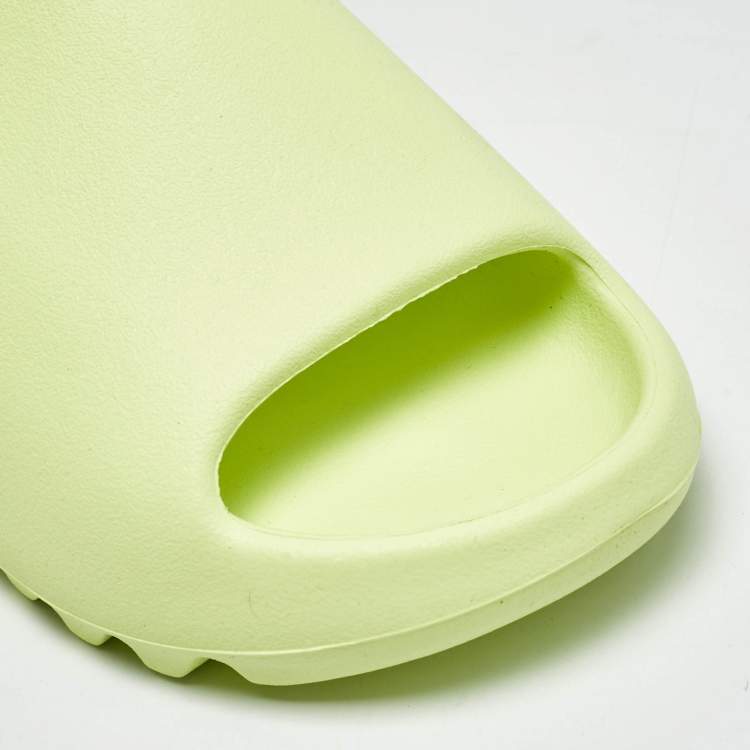 Pre Owned Yeezy x Adidas Slide Glow Green Size 39 Neon Green Rubber Sandals