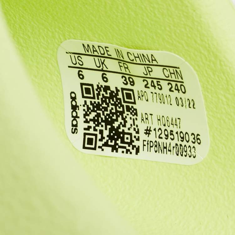 Pre Owned Yeezy x Adidas Slide Glow Green Size 39 Neon Green Rubber Sandals