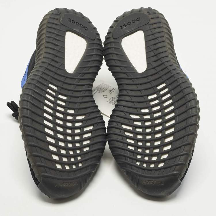 Pre Owned Yeezy x Adidas Boost 350 V2 Dazzling Blue Size 40 Black Knit Fabric Low Top Sneakers