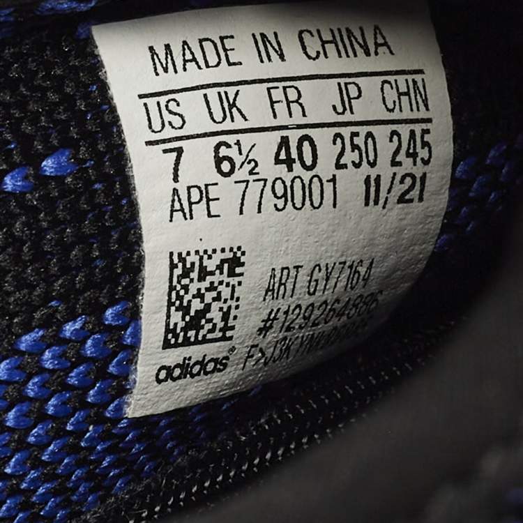 Pre Owned Yeezy x Adidas Boost 350 V2 Dazzling Blue Size 40 Black Knit Fabric Low Top Sneakers