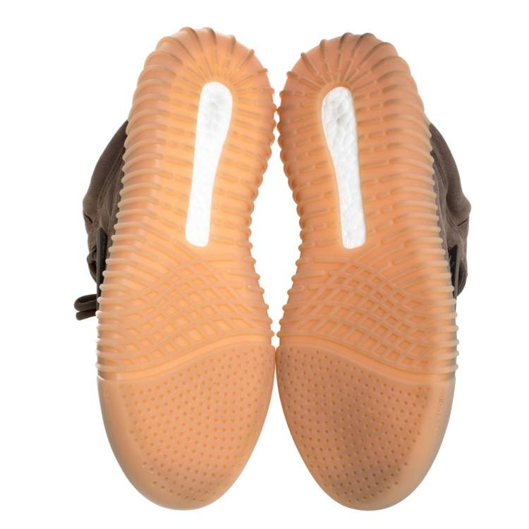 Pre Owned Yeezy By Adidas Boost 750 Brown Suede Leather Glow In The Dark High Top Sneakers Size 42.5