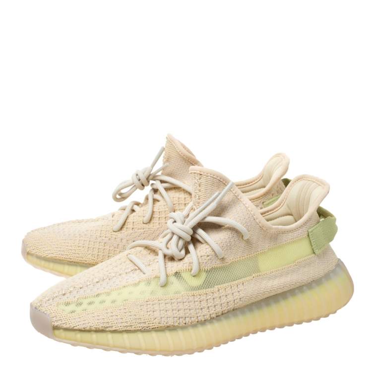 Pre Owned Yeezy x Adidas Flax Cotton Knit Boost 350 V2 Sneakers Size 44