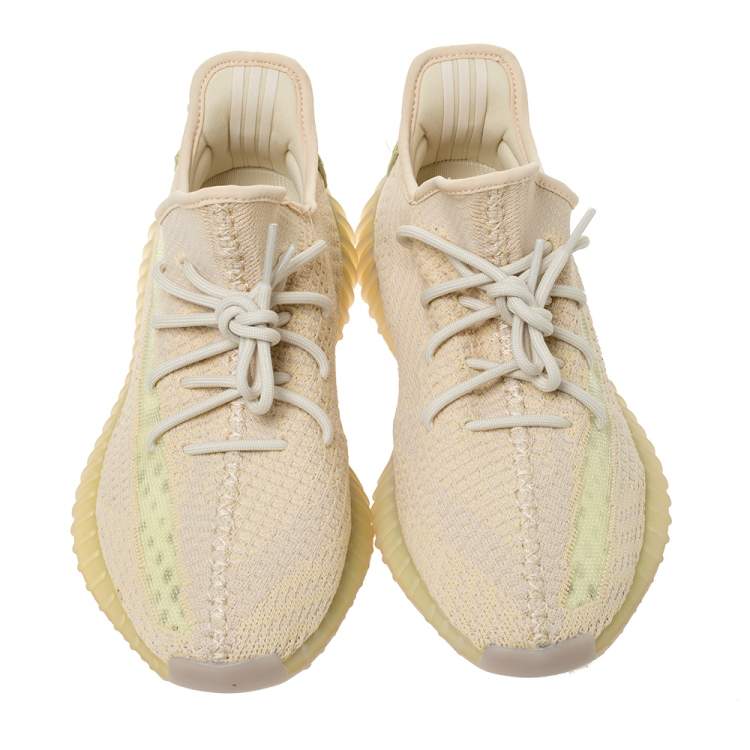 Pre Owned Yeezy x Adidas Flax Cotton Knit Boost 350 V2 Sneakers Size 44
