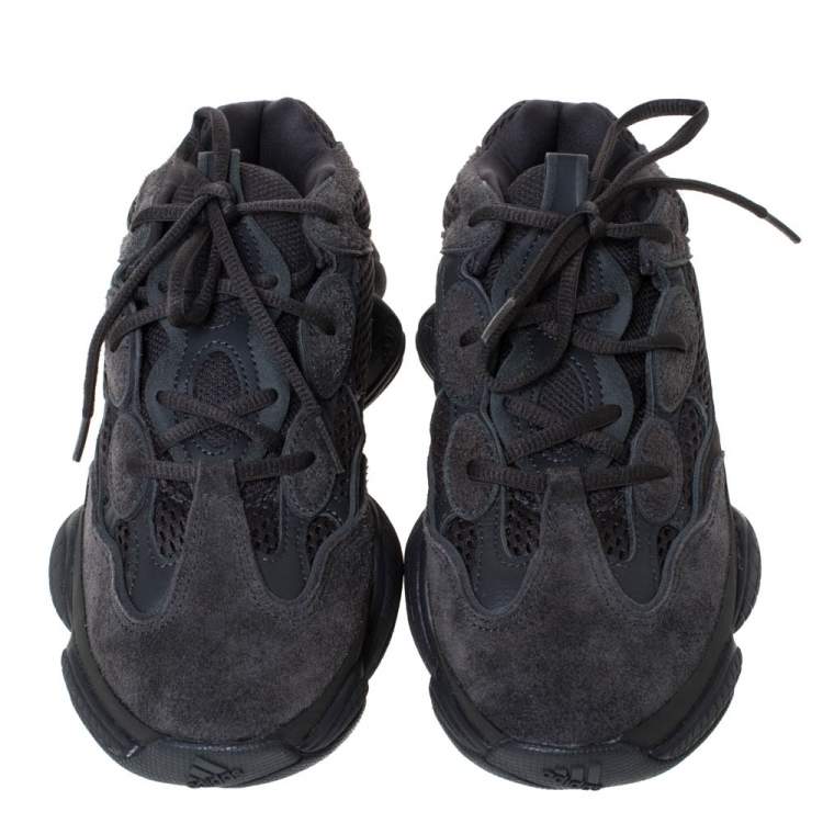 Pre Owned Yeezy x Adidas Grey Suede And Mesh Yeezy 500 Utility Black Sneakers Size 40