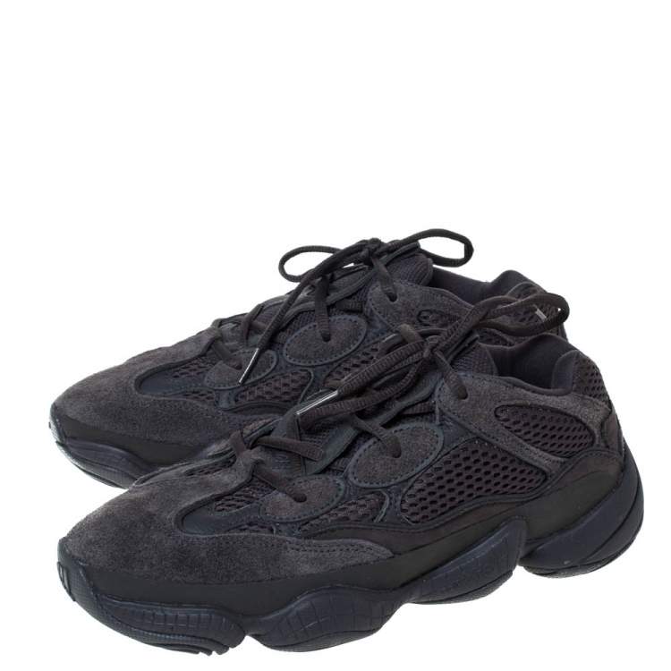 Pre Owned Yeezy x Adidas Grey Suede And Mesh Yeezy 500 Utility Black Sneakers Size 40