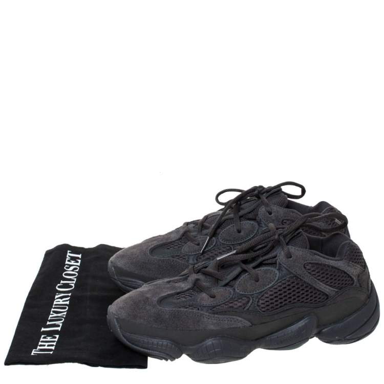 Pre Owned Yeezy x Adidas Grey Suede And Mesh Yeezy 500 Utility Black Sneakers Size 40
