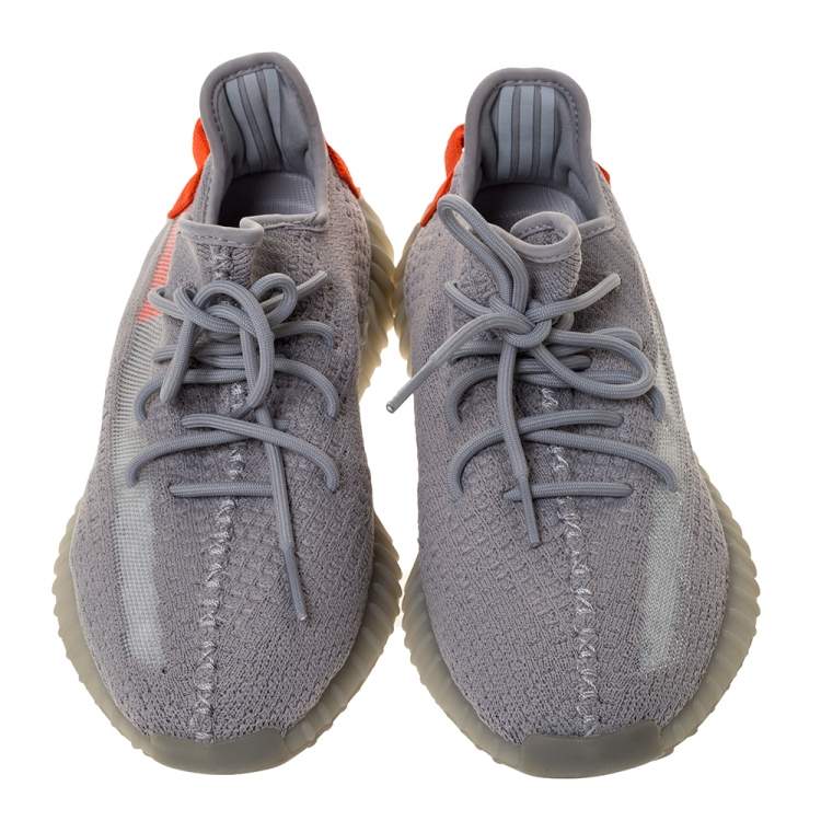 Pre Owned Yeezy x Adidas Grey Cotton Knit Boost 350 V2 Tail Light Sneakers Size 42