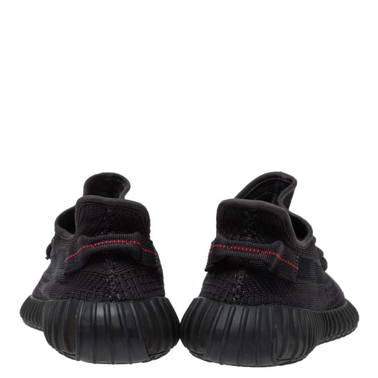 Pre Owned Yeezy x Adidas Black Cotton Knit and Mesh Boost 350 V2 Non Reflective Sneakers Size 42.5