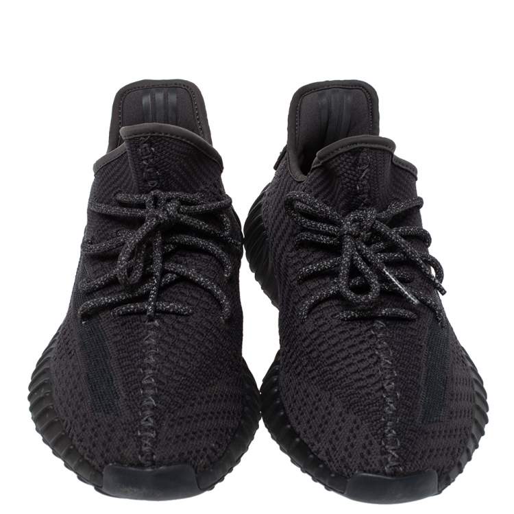 Pre Owned Yeezy x Adidas Black Cotton Knit and Mesh Boost 350 V2 Non Reflective Sneakers Size 42.5