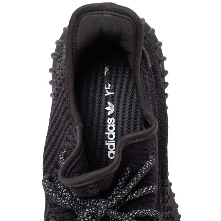 Pre Owned Yeezy x Adidas Black Cotton Knit and Mesh Boost 350 V2 Non Reflective Sneakers Size 42.5