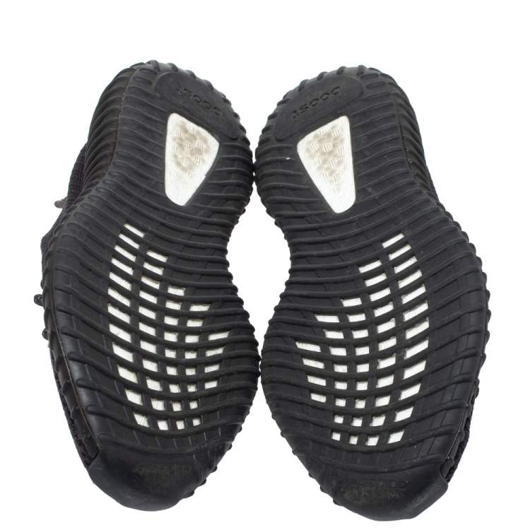 Pre Owned Yeezy x Adidas Black Cotton Knit and Mesh Boost 350 V2 Non Reflective Sneakers Size 42.5