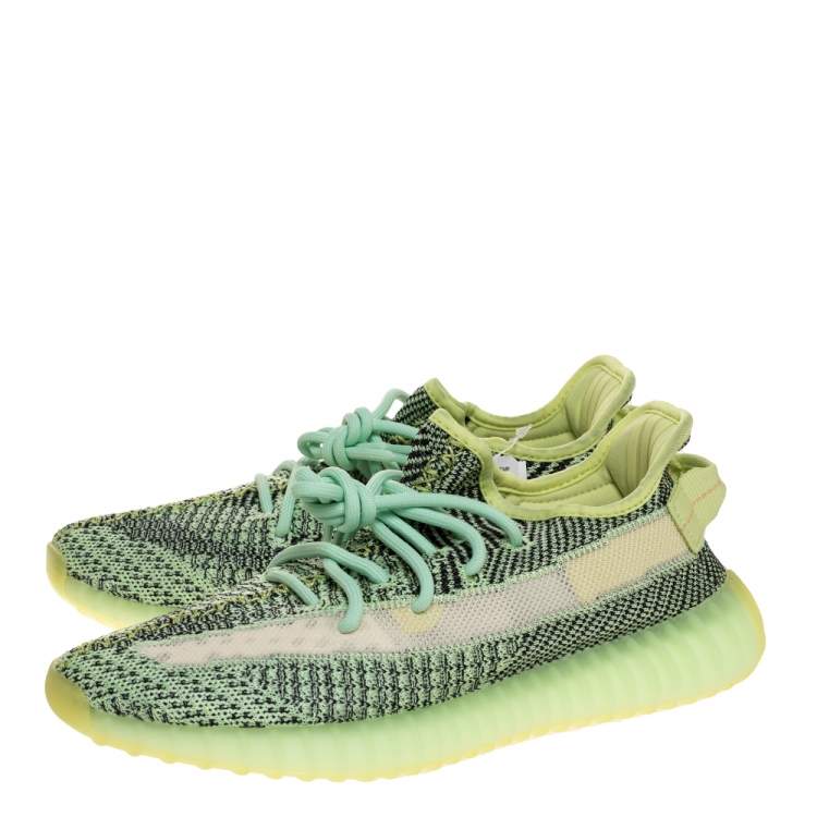 مملوكة مسبقًا Yeezy x Adidas Green Knit Fabric Boost 350 V2 Yeezreel Reflective Sneakers Size 41.5