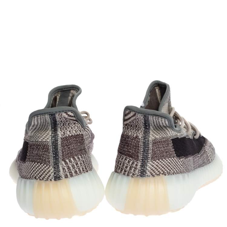 Pre Owned Yeezy x Adidas White/Grey Cotton Knit Boost 350 V2 'Zyon' Sneakers Size 47.5