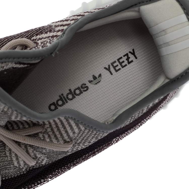 Pre Owned Yeezy x Adidas White/Grey Cotton Knit Boost 350 V2 'Zyon' Sneakers Size 47.5